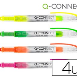 4 marcadores fluorescentes Q-Connect tinta líquida colores surtidos